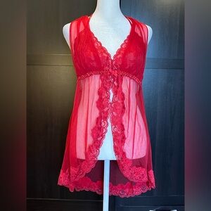 Sexy babydoll red lingerie dress w/ lace trim. Valentine’s Day. XL. Stretchy.